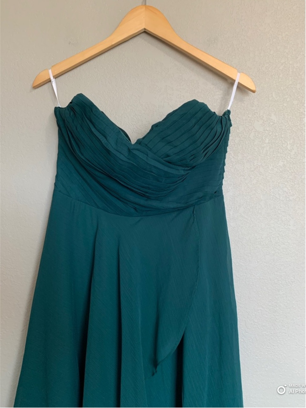 Lulus Medium Revered Elegance Emerald Green Pleated Strapless Maxi Dress NWT - Picture 5 of 17